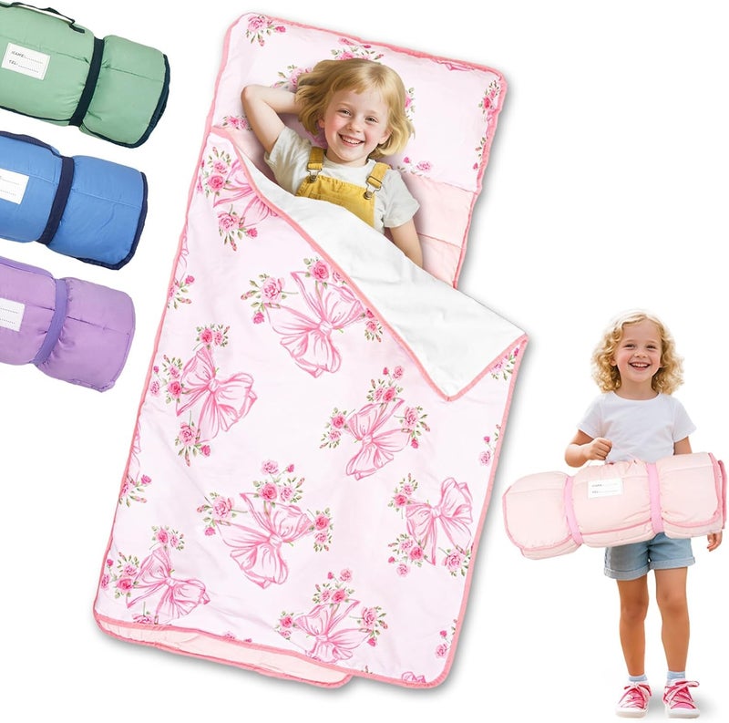PRIMLECT Lightweight Toddler Nap Mat Perfect for Warm Sleepers, Portable Sleeping Bag with Removable Pillow and Fleece Blanket, Washable, Great for 3 Seasons, Daycare, Preschool, Boy and Girls - Image 1